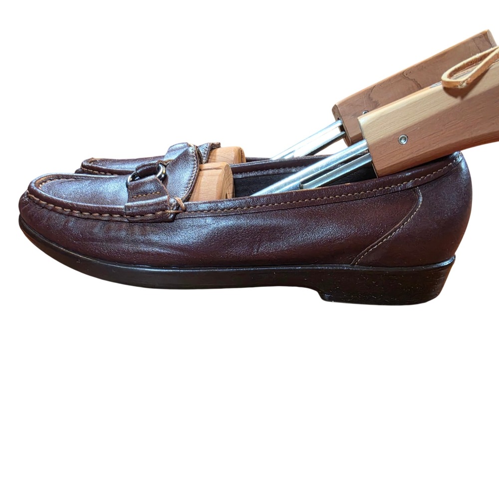 SAS Womens Brown Leather Bit Loafers Tripad Comfort Made in USA 7 M